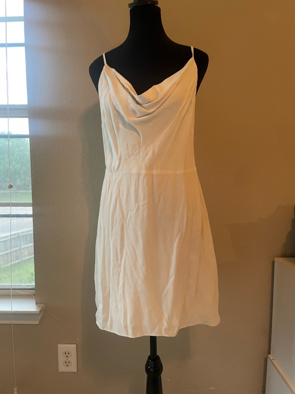 NWT Aritzia Spencer Cream Cowl Neck Spaghetti Strap Mini Dress